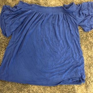Blue off the shoulder lily top!